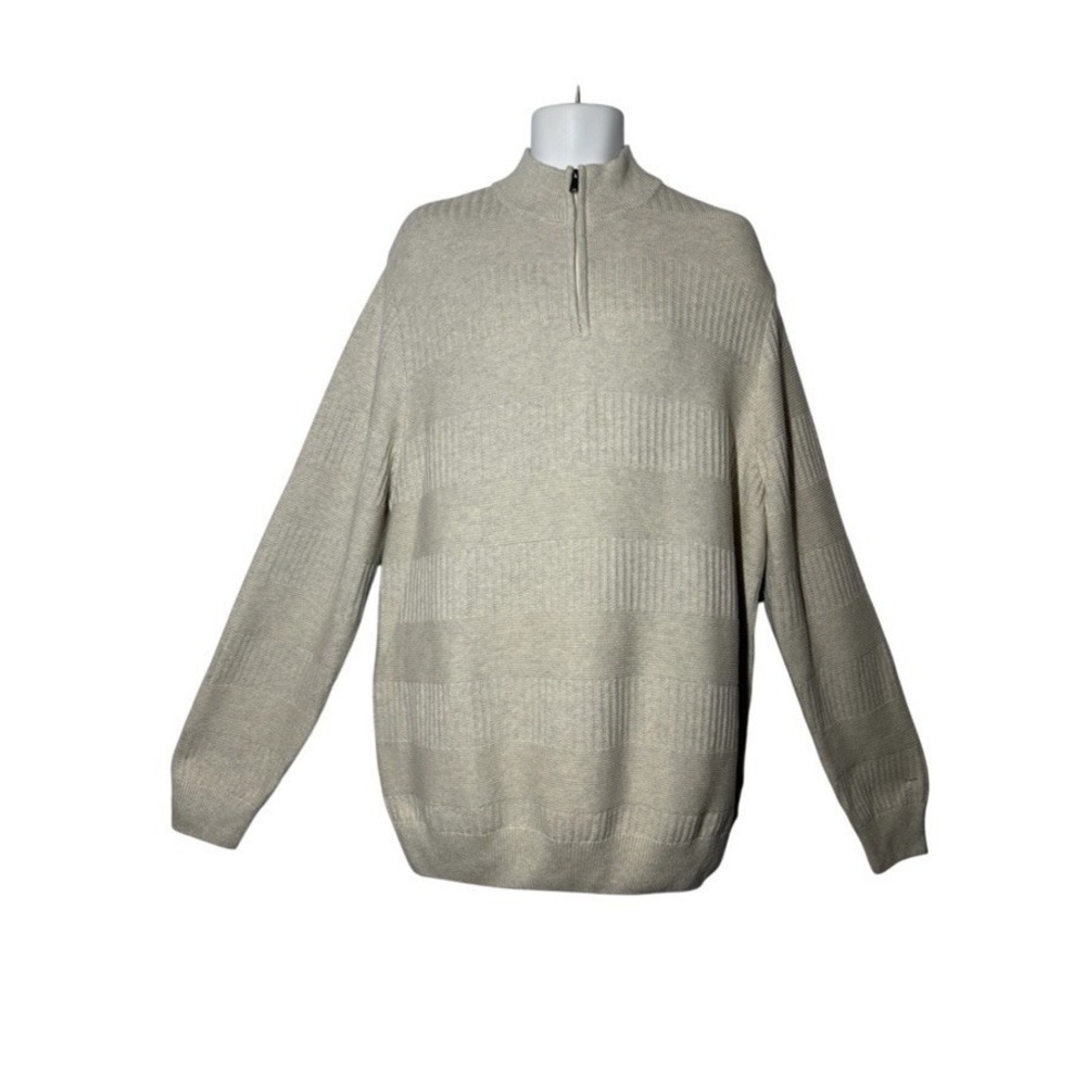 NWT!  Men's XXL 100% Cotton Cream Quarter Zip Turtleneck Sweater by CHAPS
